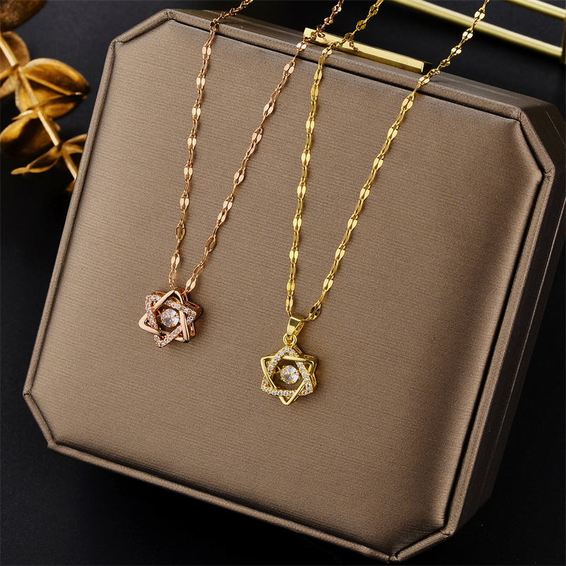 Star Point Titanium Steel Real Gold Electroplating Neckless for Women