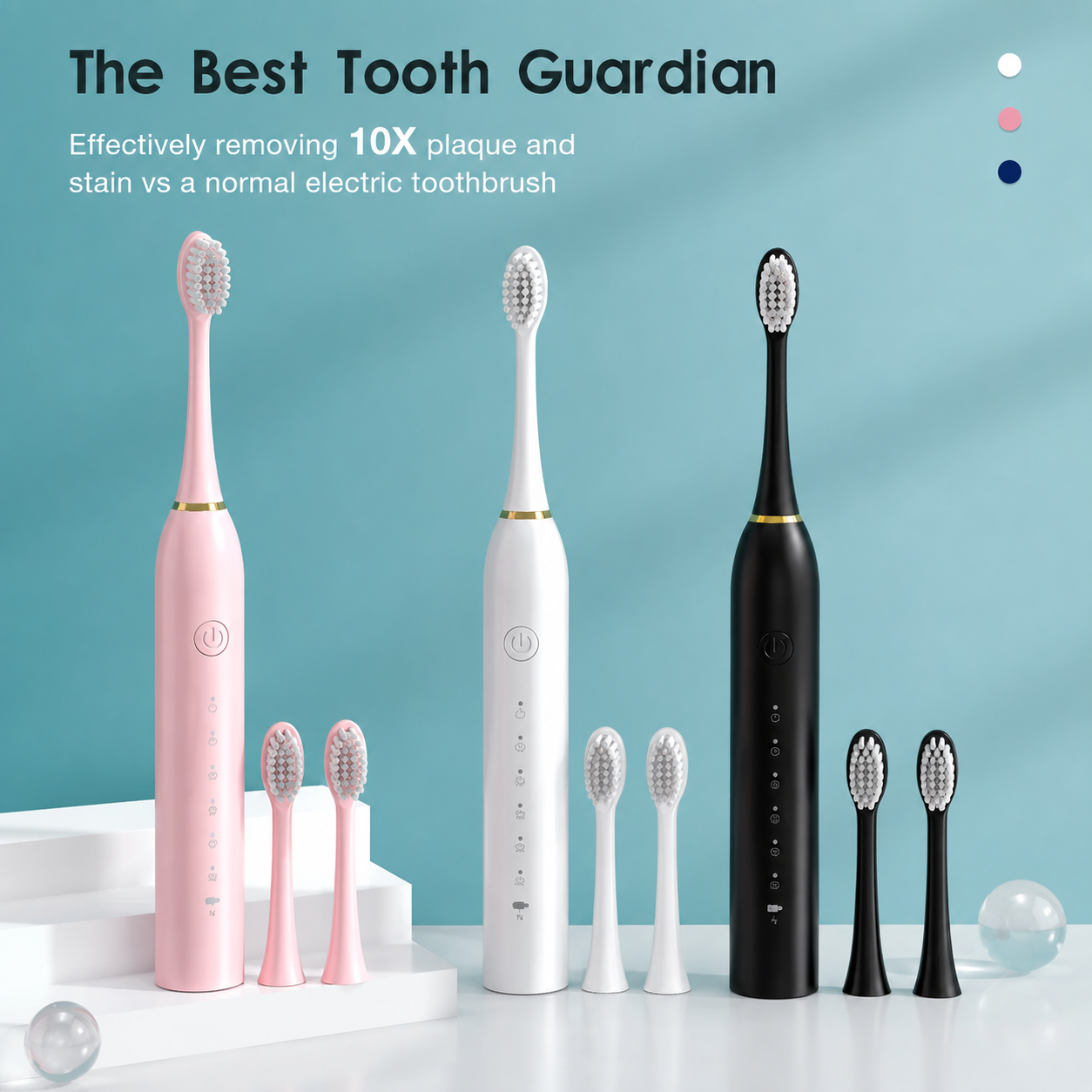 Premium Sonic Electric Toothbrush with Powerful Cleaning Technology for Complete Teeth Care – 2 Heads