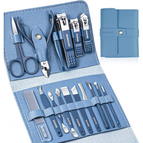 16-Piece Complete Personal Nail Care Set with Essential Manicure and Pedicure Grooming Tools